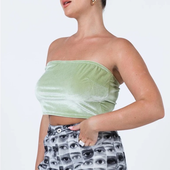 PRINCESS POLLY GREEN STRAPLESS TOP - Picture 3 of 5